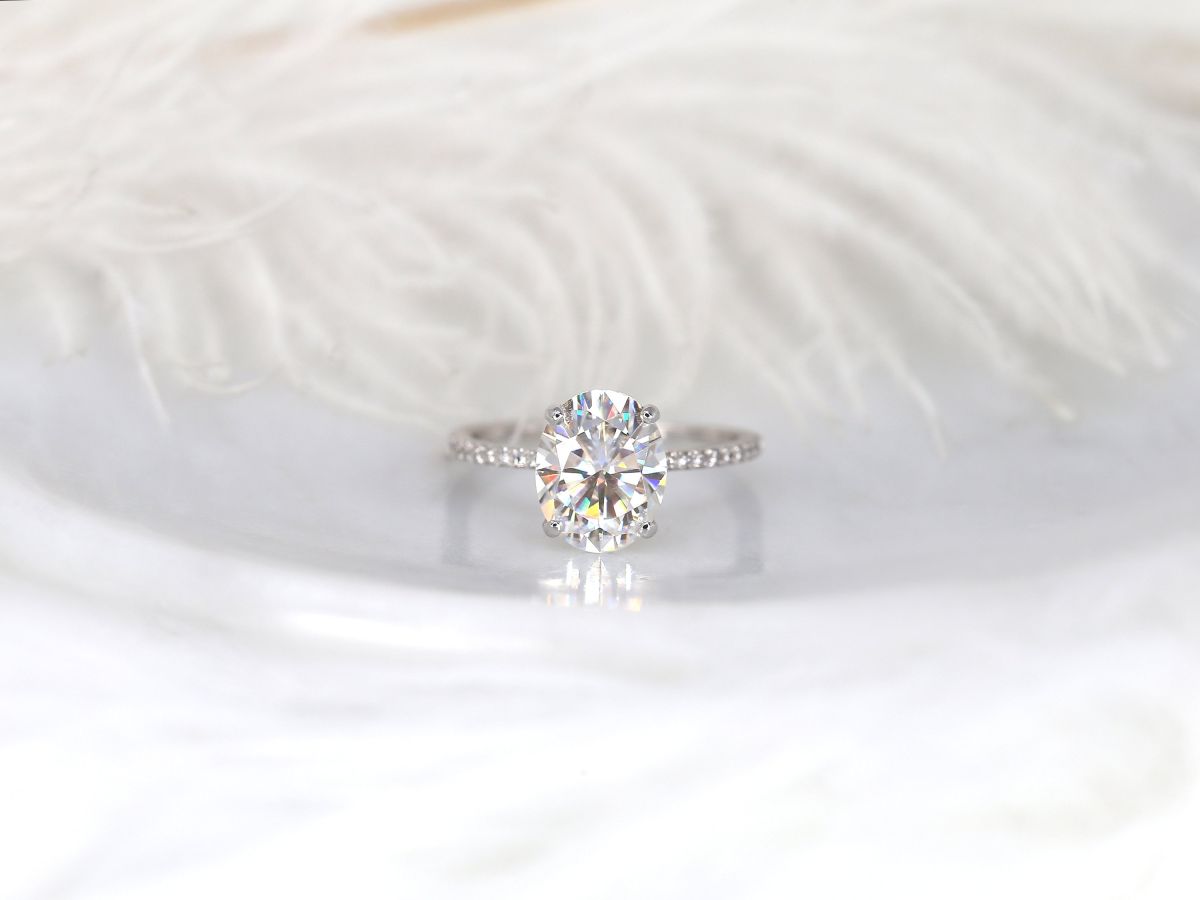 Stunning 3 CT Oval Moissanite Engagement Ring with Pave Design 1